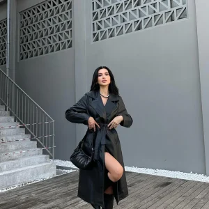 Jakne e zez-Black long leather jacket - Figura 3