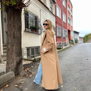 Pallto nude-Nude long coat - Image 3
