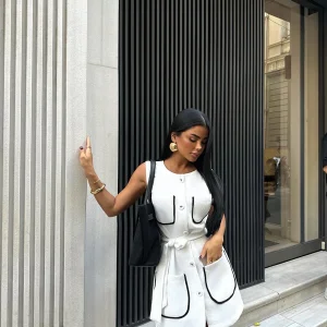 Fustan ngjyrë zi dhe bardhë--White and black shift dress - Image 3