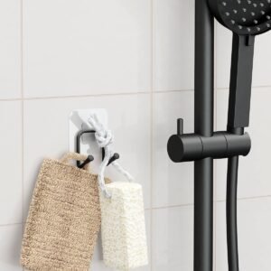 2 copë varëse metalike ngjitëse me grep të dyfishtë për banjo, varëse kuzhine, organizuese për varëse muri - Figura 3