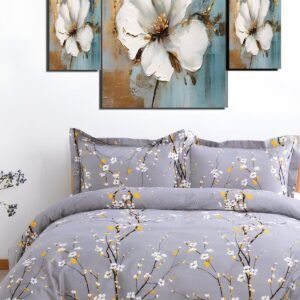 Set mbulesash jorgani të dyfishtë me dy anë me çarçaf të montuar, gri Alacati