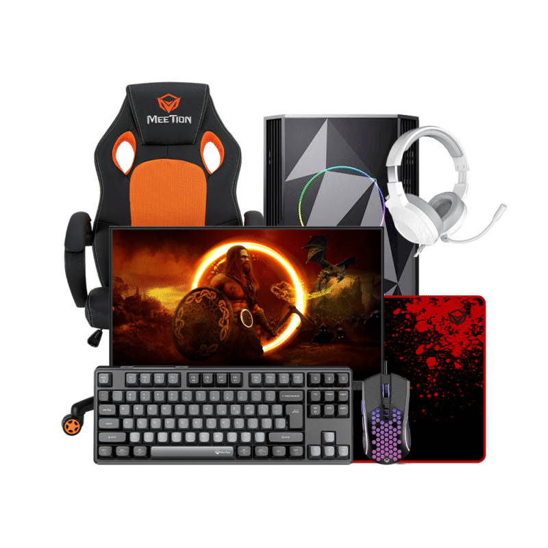 Beast Bundle 2 Gaming / Ryzen 5 5500 / 16GB / 500GB / RTX 5060 8GB + MSI Monitor Gaming G244F E2 23.8″ IPS FHD 180 Hz + Maus + Karrige + Mauspad + Tastierë