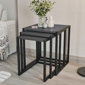 Tavolinë metalike me 3 pjesë - Gri