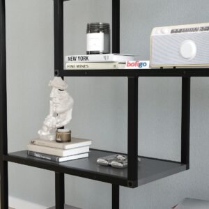Raft librash me 6 rafte dekorative, metalik i zi - Figura 3